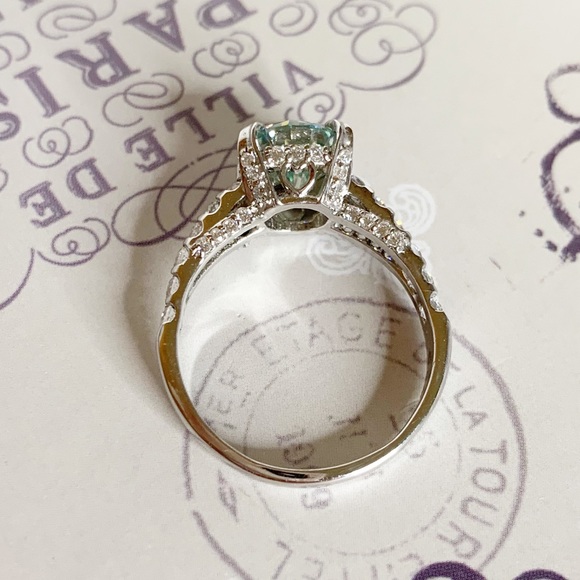 2.0 Carat Ice Blue Moissanite Ring - Picture 7 of 15